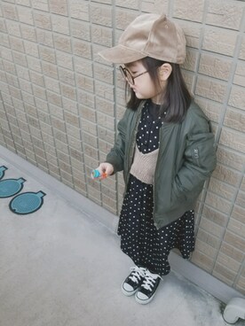 「Right-on（ライトオン）のアイテム（シャツワンピース）」を使った、miiiiiri*さん（キッズ・110cm）の冬コーディネート