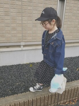 「Right-on（ライトオン）のアイテム（シャツワンピース）」を使った、miiiiiri*さん（キッズ・110cm）の春コーディネート