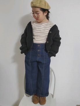 「アイテム（モカシン/デッキシューズ）」を使った、miiiiiri*さん（キッズ・120cm）の秋コーディネート