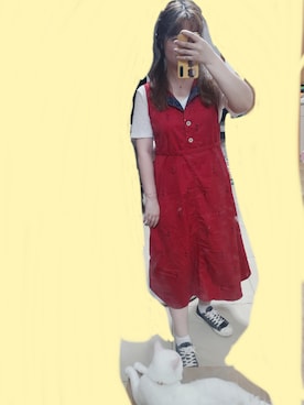 「POU DOU DOU（プードゥドゥ）のアイテム（ジャンパースカート）」を使った、少年spencerさん（レディース・160cm）の夏コーディネート