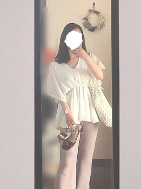 「GRL（グレイル）のアイテム（セットアップ）」を使った、まろじさん（レディース・154cm）の夏コーディネート