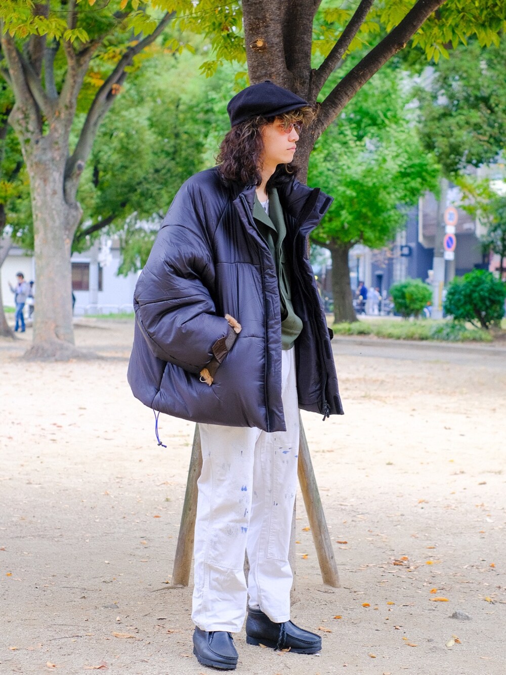 「冬コーデ、古着MIX、シンプル、今日のコーデ、ootd、ダウンジャケット、モノトーンコーデ、アメカジ、エレファブ、elephant TRIBAL fabrics」｜「elephant TRIBAL fabricsのアイテム（ダウンジャケット/コート、ブラック系）」を使った、YOSHIMASAさん（メンズ・177cm）の冬コーディネートの1枚目の写真