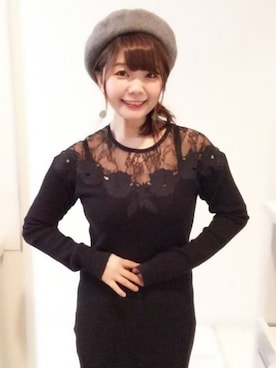 「スナイデル」｜「アイテム（ハンチング/ベレー帽）」を使った、パン粉さん（レディース・151cm）の春コーディネート