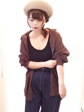 「アンブルネージュ」｜「アイテム（ハンチング/ベレー帽）」を使った、パン粉さん（レディース・151cm）の春コーディネート