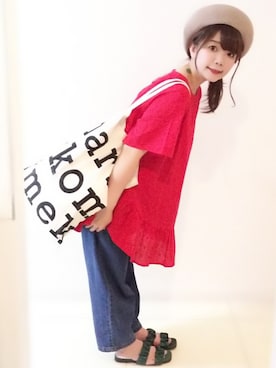 「FREAK'S STORE（フリークスストア）のアイテム（ハンチング/ベレー帽）」を使った、パン粉さん（レディース・151cm）の春コーディネート