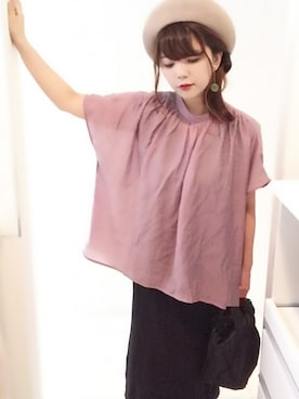 「アンブルネージュ」｜「アイテム（ハンチング/ベレー帽）」を使った、パン粉さん（レディース・151cm）の春コーディネート