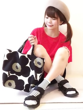 「FREAK'S STORE（フリークスストア）のアイテム（ハンチング/ベレー帽）」を使った、パン粉さん（レディース・151cm）の春コーディネート
