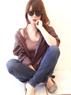 「サングラススタイル」｜「アイテム（パンプス）」を使った、パン粉さん（レディース・151cm）の春コーディネート