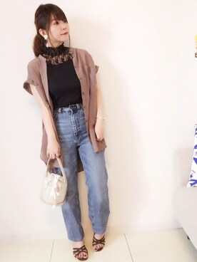 「レースタンク」｜「アイテム（アナログ腕時計）」を使った、パン粉さん（レディース・151cm）の夏コーディネート