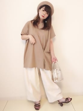 「SENSE OF PLACE by URBAN RESEAR」｜「アイテム（ハンチング/ベレー帽）」を使った、パン粉さん（レディース・151cm）の夏コーディネート