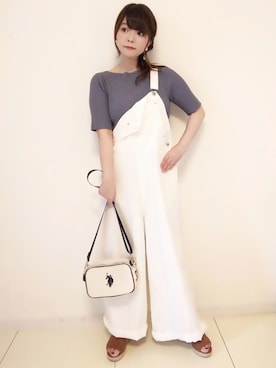 「reca（レカ）のアイテム（オールインワン・サロペット）」を使った、パン粉さん（レディース・151cm）の夏コーディネート