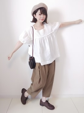 「sakishimatokyo」｜「アイテム（ハンチング/ベレー帽）」を使った、パン粉さん（レディース・151cm）の夏コーディネート