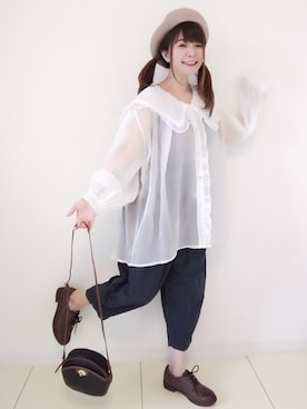 「sakishimatokyo」｜「アイテム（ハンチング/ベレー帽）」を使った、パン粉さん（レディース・151cm）の夏コーディネート