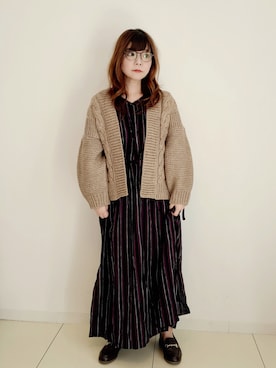 「サニーレーベル」｜「アイテム（シャツワンピース）」を使った、パン粉さん（レディース・151cm）の秋コーディネート