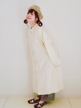 「sakishimatokyo（サキシマトーキョー）のアイテム（ノーカラージャケット）」を使った、パン粉さん（レディース・151cm）の秋コーディネート