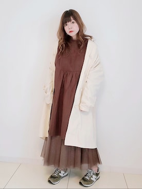 「sakishimatokyo（サキシマトーキョー）のアイテム（ノーカラージャケット）」を使った、パン粉さん（レディース・151cm）の秋コーディネート