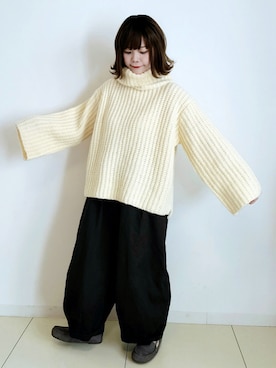 「ハイネックニット」｜「アイテム（福袋/福箱）」を使った、パン粉さん（レディース・151cm）の秋コーディネート