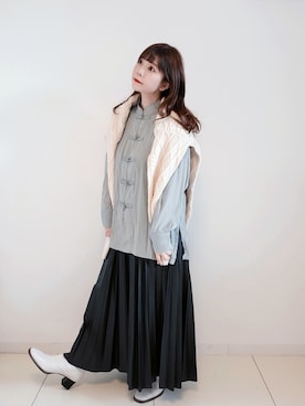 「ケーブルニット」｜「アイテム（福袋/福箱）」を使った、パン粉さん（レディース・151cm）の秋コーディネート