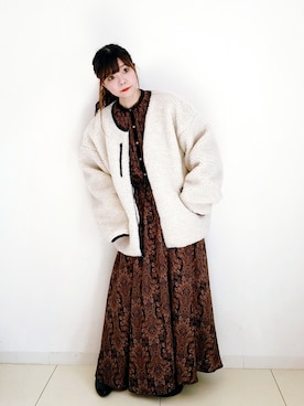 「SUGAR BISKET（シュガービスケット）のアイテム（ブルゾン）」を使った、パン粉さん（レディース・151cm）の秋コーディネート