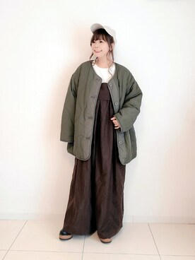 「URBAN RESEARCH ROSSO」｜「アイテム（サロペット/オーバーオール）」を使った、パン粉さん（レディース・151cm）の秋コーディネート