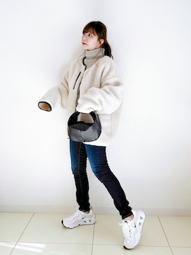 「SUGAR BISKET（シュガービスケット）のアイテム（ブルゾン）」を使った、パン粉さん（レディース・151cm）の冬コーディネート