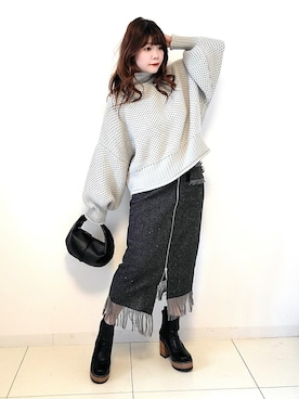 「ハイネックニット」｜「アイテム（福袋/福箱）」を使った、パン粉さん（レディース・151cm）の冬コーディネート