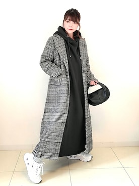 「SUGAR BISKET（シュガービスケット）のアイテム（チェスターコート）」を使った、パン粉さん（レディース・151cm）の冬コーディネート