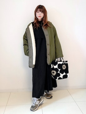 「sakishimatokyo」｜「アイテム（ミリタリージャケット）」を使った、パン粉さん（レディース・151cm）の冬コーディネート