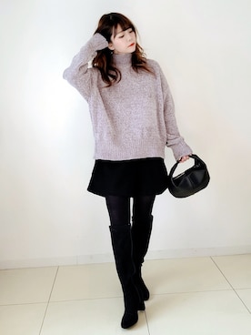「ハイネックニット」｜「アイテム（福袋/福箱）」を使った、パン粉さん（レディース・151cm）の冬コーディネート