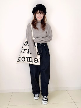 「sakishimatokyo」｜「アイテム（キャップ）」を使った、パン粉さん（レディース・151cm）の冬コーディネート