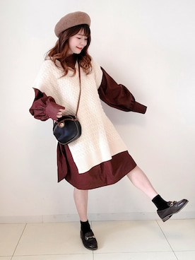 「sakishimatokyo（サキシマトーキョー）のアイテム（チュニック）」を使った、パン粉さん（レディース・151cm）の冬コーディネート