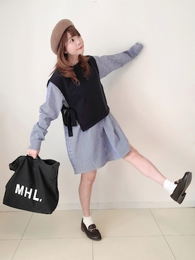 「サニーレーベル」｜「アイテム（ハンチング/ベレー帽）」を使った、パン粉さん（レディース・151cm）の冬コーディネート