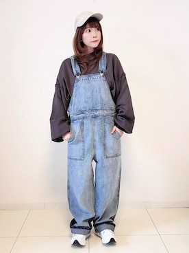 「AmbreNeige」｜「アイテム（サロペット/オーバーオール）」を使った、パン粉さん（レディース・151cm）の冬コーディネート