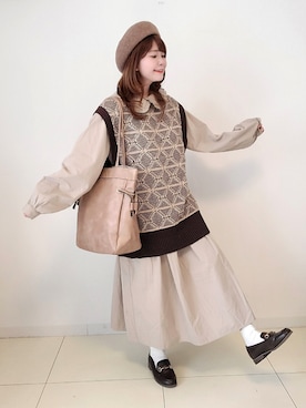 「RODE SKO」｜「アイテム（ハンチング/ベレー帽）」を使った、パン粉さん（レディース・151cm）の冬コーディネート