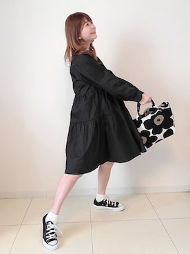 「sakishimatokyo（サキシマトーキョー）のアイテム（シャツワンピース）」を使った、パン粉さん（レディース・151cm）の春コーディネート