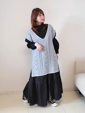 「sakishimatokyo（サキシマトーキョー）のアイテム（シャツワンピース）」を使った、パン粉さん（レディース・151cm）の春コーディネート
