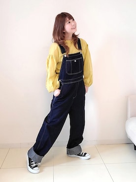 「something_jean」｜「アイテム（オールインワン・サロペット）」を使った、パン粉さん（レディース・151cm）の春コーディネート