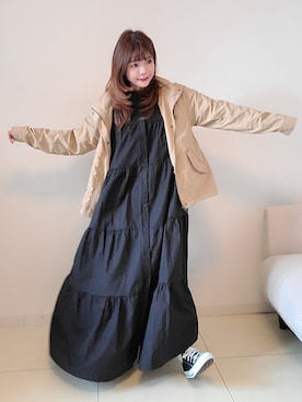「sakishimatokyo（サキシマトーキョー）のアイテム（シャツワンピース）」を使った、パン粉さん（レディース・151cm）の春コーディネート
