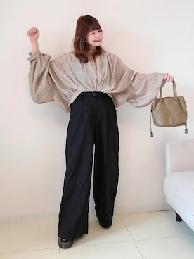 「シフォンブラウス」｜「アイテム（その他）」を使った、パン粉さん（レディース・151cm）の春コーディネート