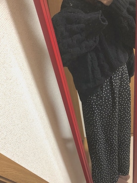 「GU（ジーユー）のアイテム（ニット/セーター、ブラック系）」を使った、小林 祐香(こばゆう)さん（レディース・155cm）の秋コーディネート
