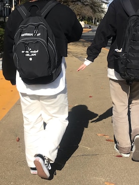 「GU（ジーユー）のアイテム（バックパック/リュック）」を使った、☁️さん（レディース・153cm）の冬コーディネート