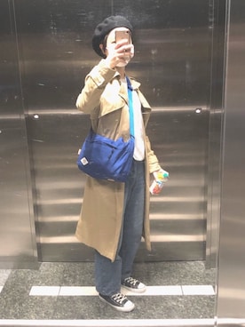 「ハイカット」｜「アイテム（トレンチコート）」を使った、り ちさん（レディース・162cm）の春コーディネート
