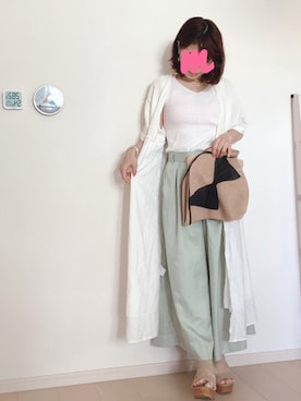 「ピスタチオ」｜「アイテム（シャツワンピース）」を使った、masさん（レディース・152cm）の春コーディネート