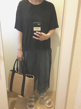 「cache cache（カシュ カシュ）のアイテム（かごバッグ）」を使った、mauさん（レディース・149cm）の夏コーディネート