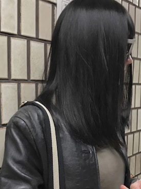 「IENA（イエナ）のアイテム（ライダースジャケット、ブラック系）」を使った、あさん（レディース）の冬コーディネート