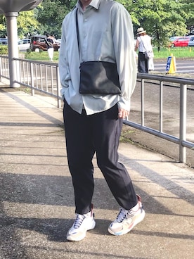 「usedのアイテム（シャツ/ブラウス、ブルー系）」を使った、ふみやさん（メンズ）の秋コーディネート