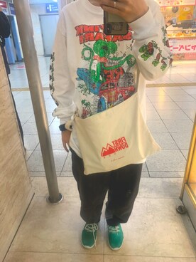 「FIRST DOWN（ファーストダウン）のアイテム（バッグ）」を使った、ﾅﾅｺさん（レディース・154cm）の秋コーディネート