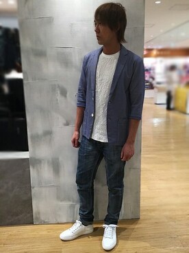 「HIGH STREET（ハイストリート）のアイテム（パンツ）」を使った、HIDAKAさん（メンズ・170cm）の夏コーディネート