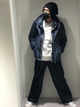 「TORNADO MART（トルネードマート）のアイテム（帽子）」を使った、HIDAKAさん（メンズ・170cm）の冬コーディネート