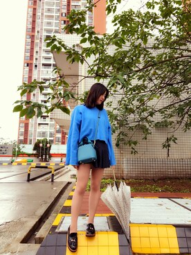 「下雨天」｜黑青相争さん（レディース・162cm）の秋コーディネート
